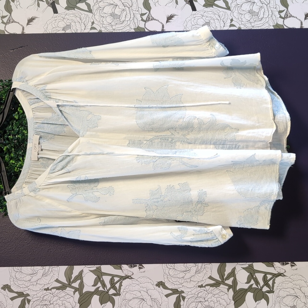LOFT Metallic Boho Peasant Top